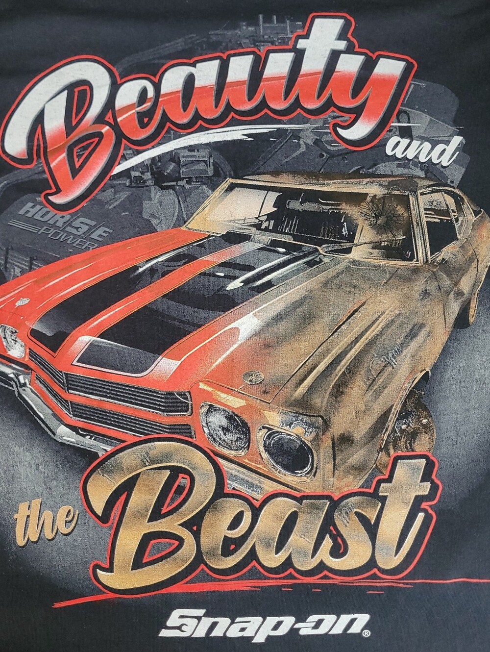 Y2k Vintage Snap On Tools Beauty And The Beast Camaro Large Tee T Shirt Black L